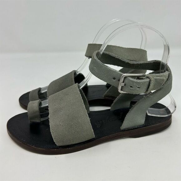 Free People Women's Gray Suede Ankle Strap Flat Sandals Size 36 (US 6) Summer - Picture 6 of 11